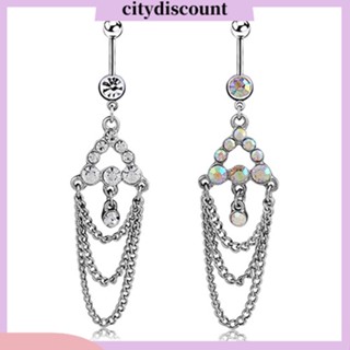 &lt;citydiscount&gt; จิวแหวนเจาะสะดือหลายชั้นจี้ Rhinestone