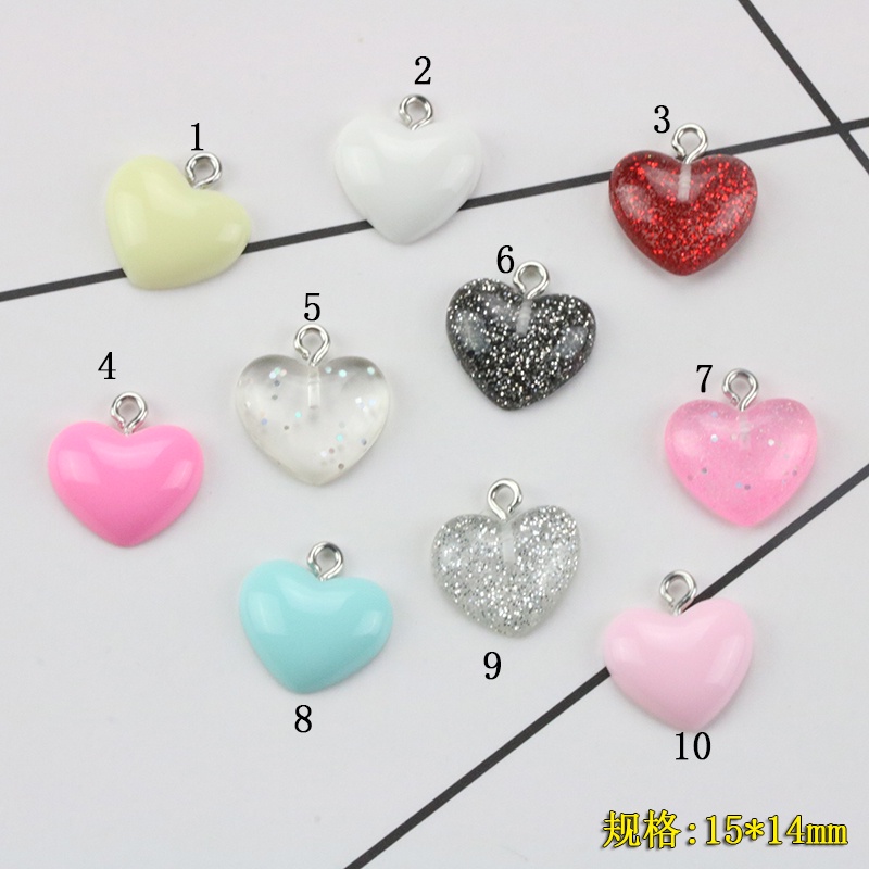 จี้เรซิ่น รูปหัวใจน่ารัก ขนาดเล็ก แฮนด์เมด diy สําหรับทําเครื่องประดับ สร้อยคอ สร้อยข้อมือ ต่างหู สตั๊ด