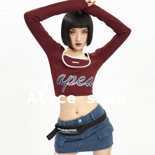 Alice  เสื้อครอป เสื้อยืดแขนยาวผู้หญิง 2022 ใหม่  รุ่นใหม่ Stylish Unique ทันสมัย S031072 36Z230909