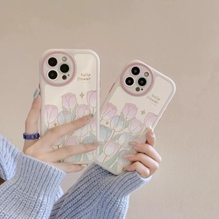 ✨ส่งเชือกเส้นเล็ก✨เคสไอโฟน 14 Pro Max 13 12 11 เคส for iPhone 14พลัส ทิวลิป ดอกไม้ พกง่ายๆ การป้องกันการตก Case