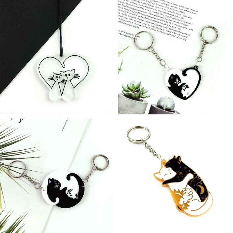 แม่พิมพ์ซิลิโคนเรซิ่นลายแมวน่ารัก สําหรับการทำ DIY เครื่องประดับ จี้ และต่างหู Kechain