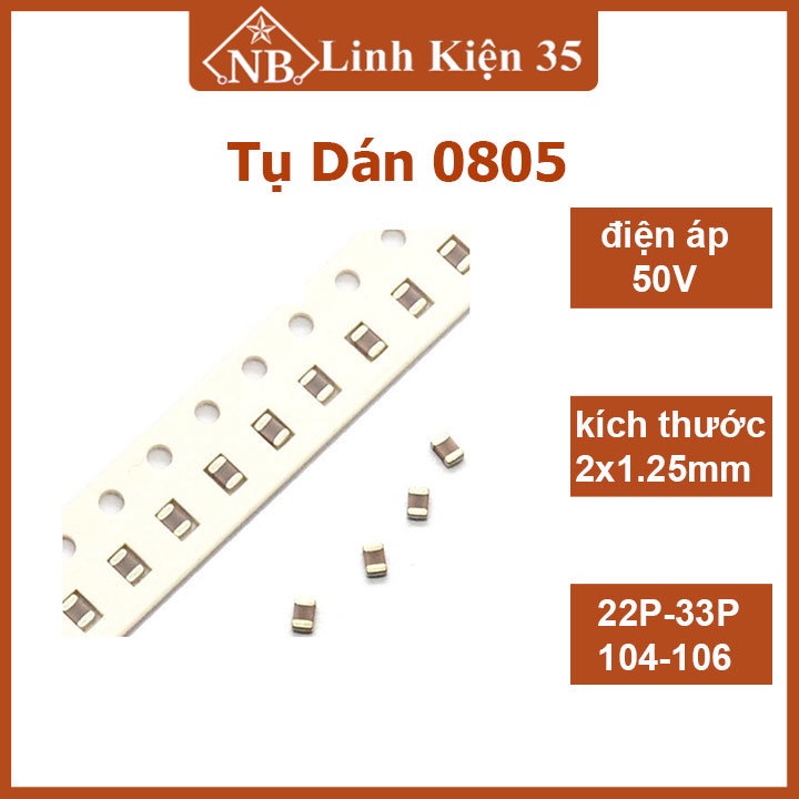 08805 50V 2x1.25mm paste capacitor พร้อมค่า 22P / 33P / 104-100nF / 106-1nF (ราคา/1 ชิ้น)