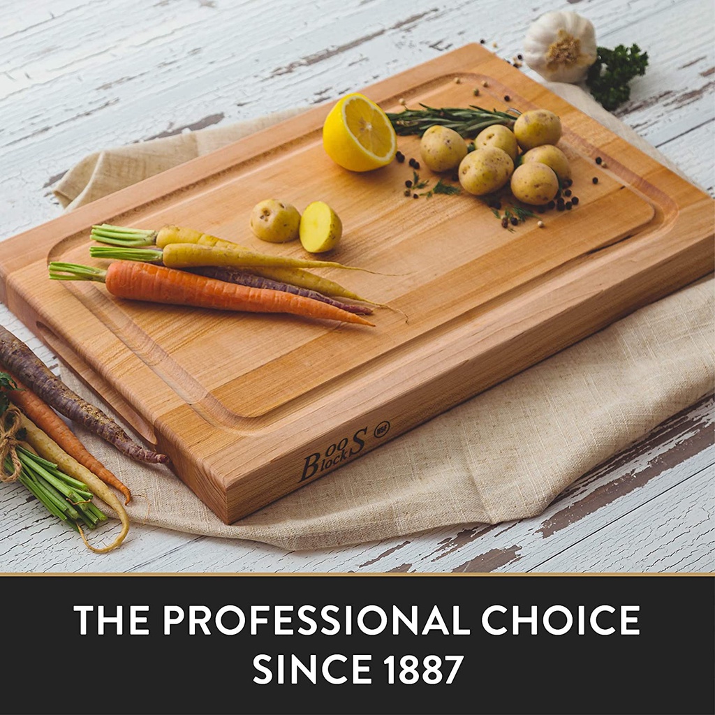 เขียงไม้เมเปิ้ล 46x31x4 Cm. JOHN BOOS BBQ Juice groove cutting board Maple wood Reversible.