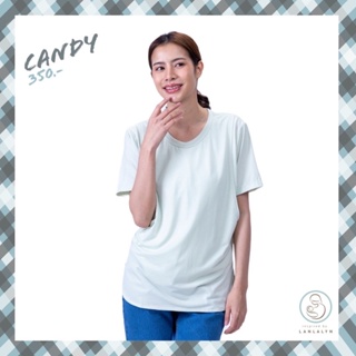 เสื้อให้นมรุ่น Cotton candy ดีไซน์ชายเสื้อโค้ง เปิดให้นมด้านข้างได้ทั้ง 2 ข้าง ให้นมสะดวก ผ้าคอตต้อนนิ่มใส่สบาย