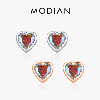 Modian ต่างหูสตั๊ด เงินสเตอร์ลิง 925 จี้เพทาย สีโรสโกลด์ เครื่องประดับ สําหรับผู้หญิง