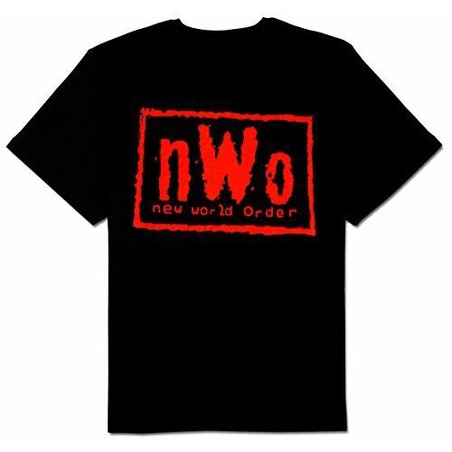 Mens Wcw Wrestling Nwo World Order Red Ink Wolfpac Black Tshirt
