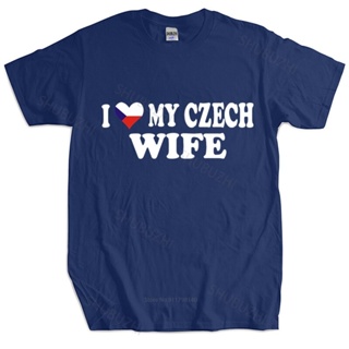 เสื้อยืดผ้าฝ้ายพิมพ์ลายแฟชั่น เสื้อยืดแขนสั้น พิมพ์ลาย I LOVE MY Czech WIFE - Czech Republic สไตล์ยุโรป สําหรับผู้ชาย