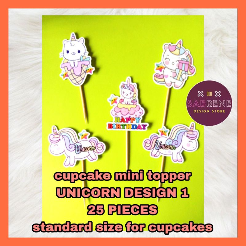 ท็อปเปอร์มินิคัพเค้ก 25 ชิ้น UNICORN DESIGN 1