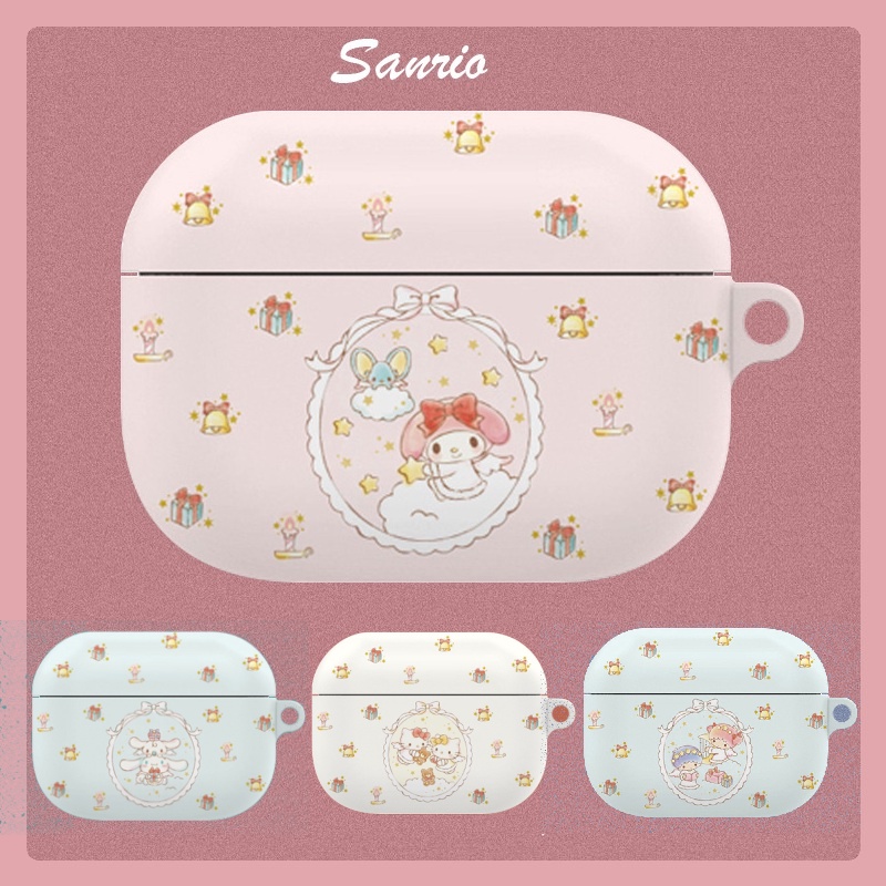 SANRIO ของแท้ เคสหูฟังแข็ง กันกระแทก ลาย Hello Kitty Melody Kuromi พร้อมพวงกุญแจโลหะ สําหรับ Apple Airpods 3 Airpods Pro