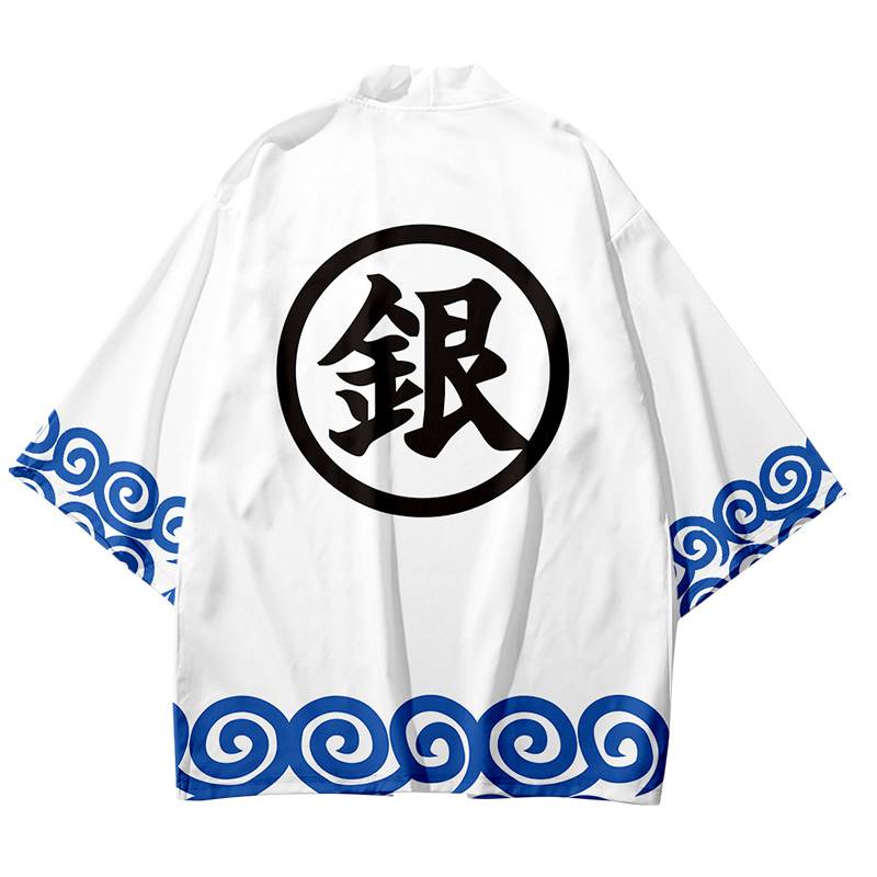 Yb GINTAMA กิโมโน Haori แขนยาวคอสเพลย ์ Gintoki Top Casual อะนิเมะแจ ๊ กเก ็ ต Unisex คาร ์ ดิแกน Plus ขนาด