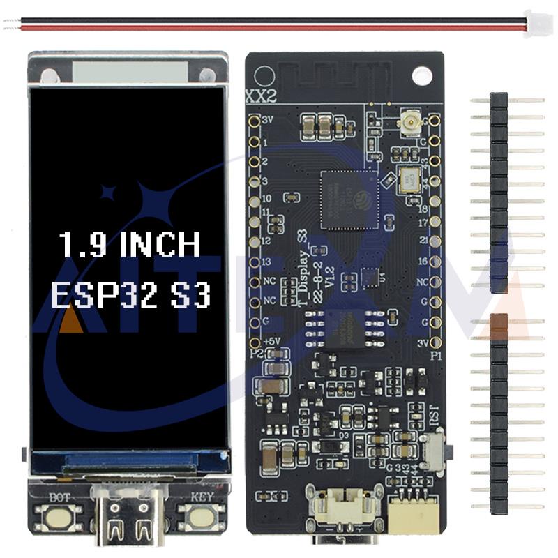 T-display-s3 บอร์ดพัฒนา ESP32 S3 พร้อม 1.9 นิ้ว ST7789 จอแสดงผล LCD Development Board WIFI Bluetooth5.0 โมดูลไร้สาย