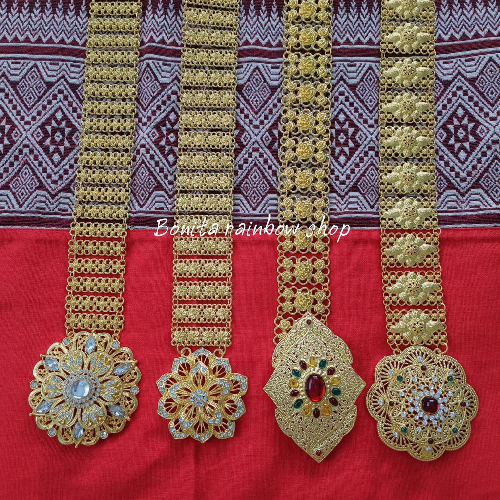 เครื่องประดับชุดไทย เข็มขัดชุดไทย หัวเพชรสีทอง