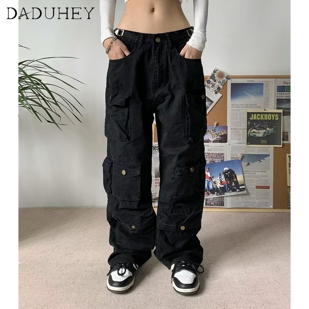 DaDuHey Autumn New Stylish Multi-Pocket Overalls Men's and Women's Couple Style Outdoor Straight Loose Sports Casual Pants