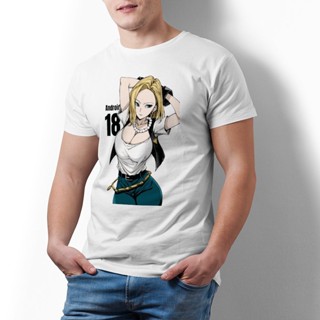 เสื้อวินเทจผญ Bandai ดราก้อนบอล Android 18 เซ็กซี่ C18 เสื้อยืดผู้ชายญี่ปุ่นแฟชั่นเสื้อยืดขนาดใหญ่พิมพ์ 100 ผ้าฝ้าย Tshi