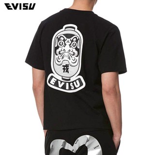 เสื้อสาวอวบ เสื้อยืดสีขาว Evisu เสื้อยืดผ้าฝ้ายพิมพ์ลายโคมไฟสไตล์ฮิปฮอปคุณภาพสูงสําหรับผู้ชาย Tee