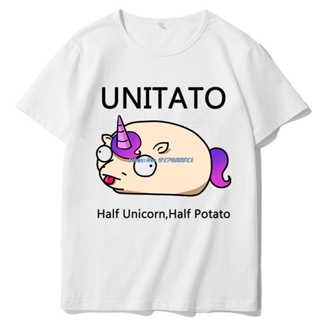 เสื้อทหาร Unitato ครึ่งยูนิคอร์นมันฝรั่งผู้ชายแขนสั้นเสื้อยืดแขนสั้นคลาสสิกเสื้อยืดแขนสั้นเสื้อยืดเสื้อยืดท็อปส์สตรีทแวร