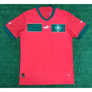 เสื้อกีฬาแขนสั้น ลายทีมชาติฟุตบอล Morocco home 2022 Qatar World Cup ชุดเหย้า สําหรับผู้ชาย