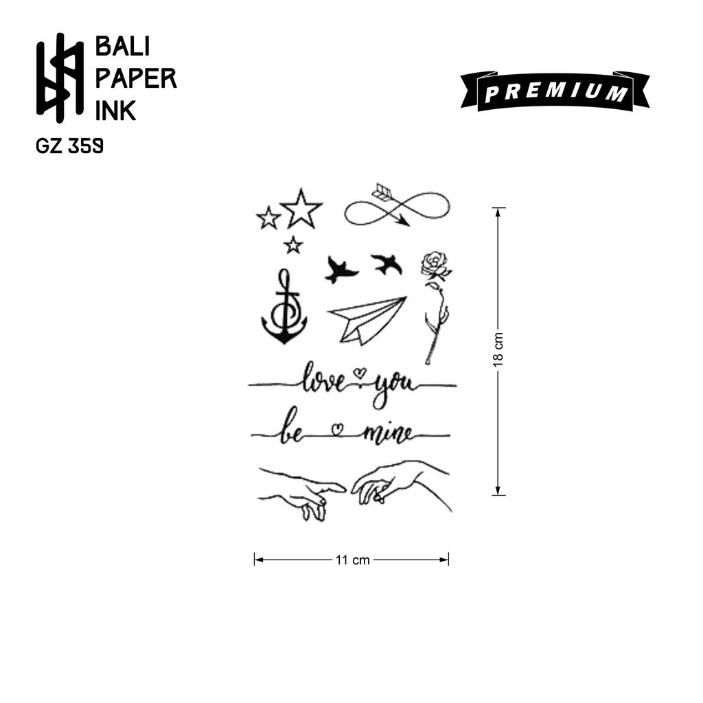 Bali Paper Ink Premium Halfarm รอยสักชั่วคราว - รอยสักขนาดกลาง ติดทนนานเดือน - scoll เก่า -GZ 359