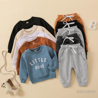 Babygarden-0-3years ชุดเสื้อแขนยาว คอกลม พิมพ์ลายตัวอักษร และกางเกงขายาว ลําลอง สไตล์สตรีท สําหรับเด็กผู้ชาย