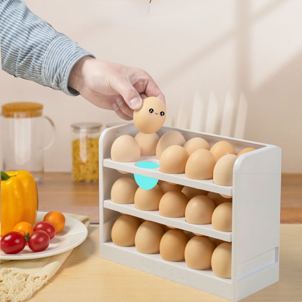 30 Grids Egg Holder 3-Layer Egg Storage Box Fresh Keeping Food Storage Containers Kitchen Fridge Fli