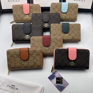 กระเป๋าสตางค์ผู้หญิงใบกลาง coach สินค้าพร้อมส่ง พร้อมกล่อง ถุงผ้า งานเกรดพี่เมียม ขนาด6.5นิ้ว