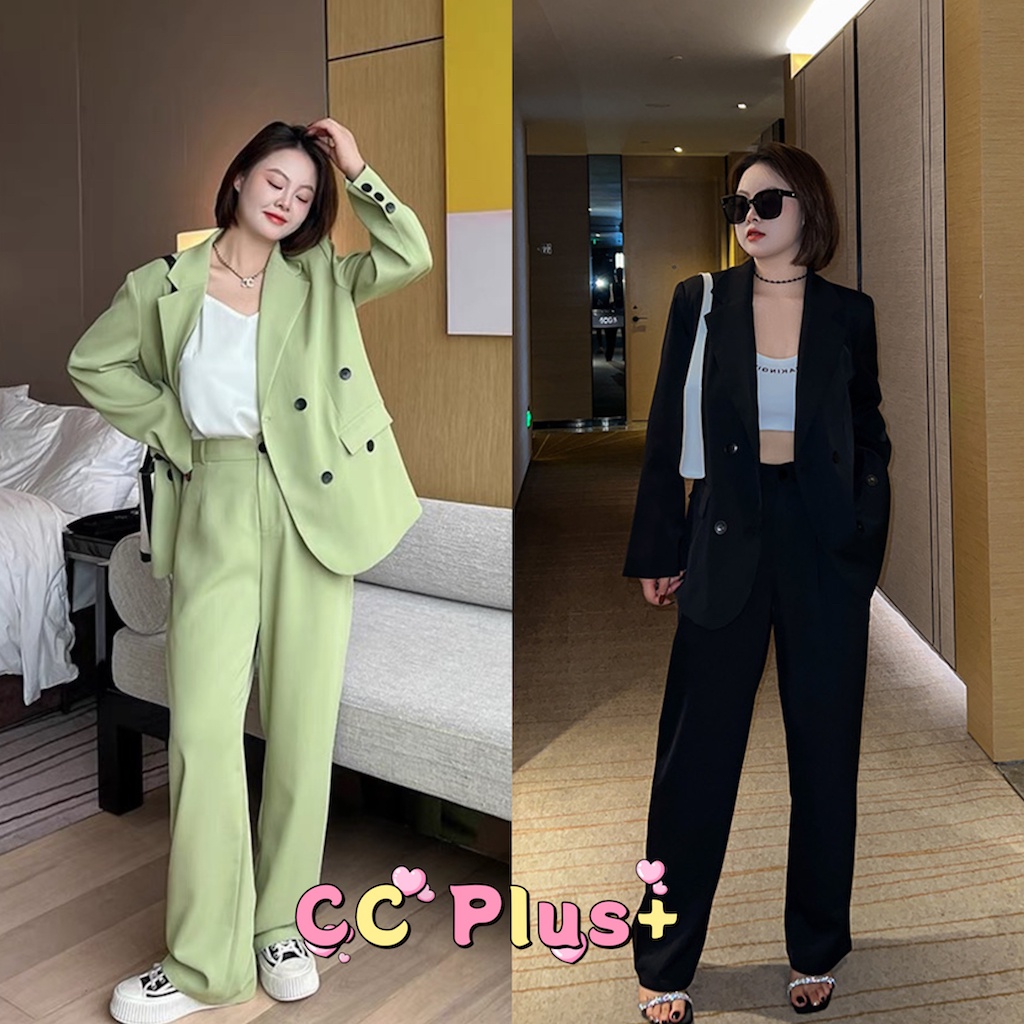 2ชิ้นลด50% (3016) Blazer set เซตเบลเซอร์เสื้อ+กางเกง ทรงเบสิคจับคู่แมตช์ปังๆ ทรงเก็บหุ่นพลัสไซส์สไตล์สายเกา