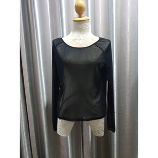 FF02103 เสื้อมือสอง สีดำ แบรนด์ bossini อก free36-40 นิ้ว
