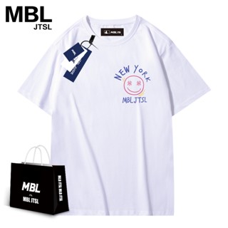 Mbl ใหม่ เสื้อยืดคอกลม แขนสั้น ผ้าฝ้าย ทรงหลวม ลายหน้ายิ้ม แฟชั่นฤดูร้อน สําหรับผู้ชาย และผู้หญิง 2022