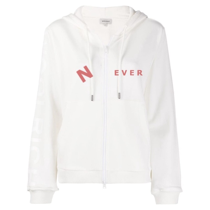 DaveFashion เสื้อแจ็คเก็ตผู้หญิง - Babyterry Hoodie เสื้อแจ็คเก็ตผู้หญิง NEVER AK188 - สีขาว, L สินค