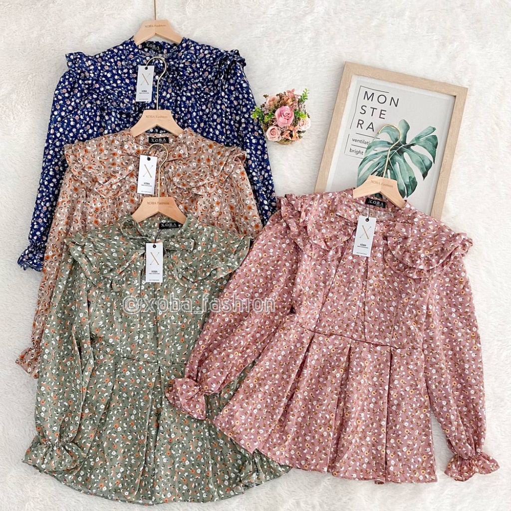 Xoba แฟชั่น 3085 เสื้อสตรี LD 94 CM สายดอกไม้ Shakila BL 1270 176 คอลเลกชันใหม่