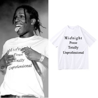 เสื้อยืด Rap Asap Rocky Trend Letter โลโก้โลโก้เสื้อยืดแขนสั้นผู้ชายแฟชั่นฮาราจูกุฮิปฮอปสตรีทแวร์เสื้อยืดผ้าฝ้าย