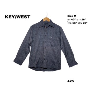 KEY WEST men shirt เสื้อเชิ้ตผู้ชายแขนยาว size M สีเทาเข้ม ผ้าดี A25