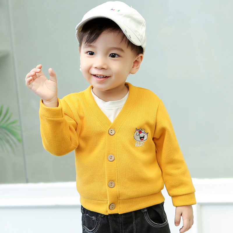 ส่งจากไทย เสื้อกันหนาวเด็ก CK067 แจ๊คเก็ตเด็ก กระดุมหน้าไซส์ 1-6 ขวบ