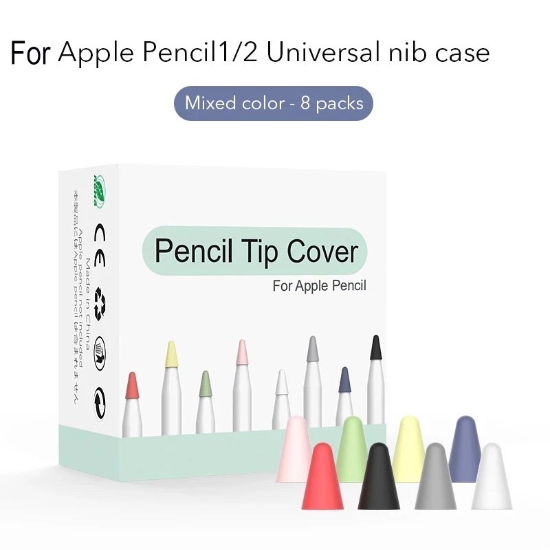 พร้อมส่งค่ะ💕ซิลิโคนเคสหัวปากกาไอแพด Apple Pencil 1/2 8ชิ้นรวมสี จุกปากกา Applepencil ซิลิโคนปากกาไอแพด จุกถนอมหัวปากกา