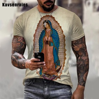 ลดกระหน่ํา เสื้อยืดลําลอง พิมพ์ลาย Guadalupe Virgin Mary Catholic 3D โอเวอร์ไซซ์ แฟชั่นสําหรับผู้ชาย ผู้หญิง 2022