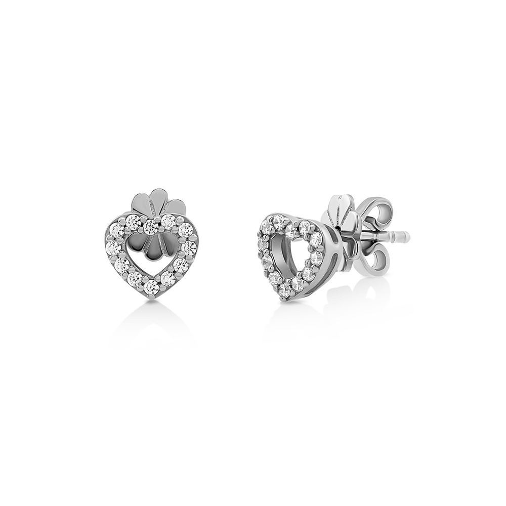 Jewellista ต่างหูรูปหัวใจเงินแท้   Love ประดับพลอย CZ ราคา ถูกที่สุด ดีลบีเคเค แกลเลอรีภาพที่ 3