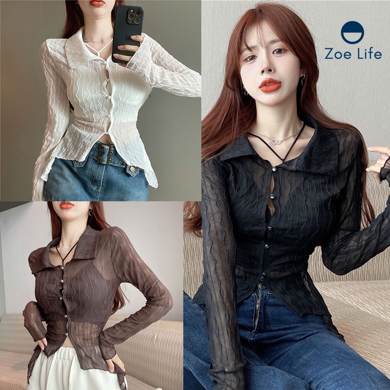 เสื้อเเนวเซ็กซี่ เสื้อเเขนยาวเซ็กซี่ผ้าบางใส่สบาย Sexy เเซ่บๆเที่ยวผับยั่วๆ เสื้อยืดเเขนยาวเเฟชั่นใหม่