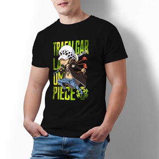 เสื้อยืดสไตล์เกาหลี Bandai-Camiseta de Trafalgar D Water Law para hombre, ropa de calle de algodón de una pieza, estampa