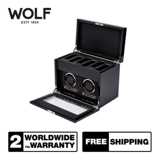 กล่องหมุน กล่องนาฬิกา WOLF1834 รุ่น SAVOY DOUBLE WINDER WITH STORAGE (BLACK)