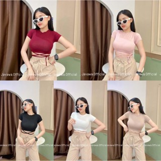 🔥Java wa shop🔥เสื้อครอปผูกเอวแขนสั้น🔥เสื้อครอปสายฝอผูกเอว งานยอดฮิต 📲พร้อมส่ง (เนื้อผ้าเรย่อน)