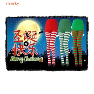 [risesky] Womens Striped Holiday Tights Opaque Microfiber Stockings Nylon Footed Pantyhose