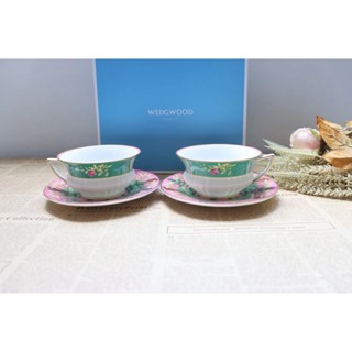 WEDGWOOD Wandering in the United States Tea Cup Plate Bone China Cup Plate Pink Lotus Double Cup Plate