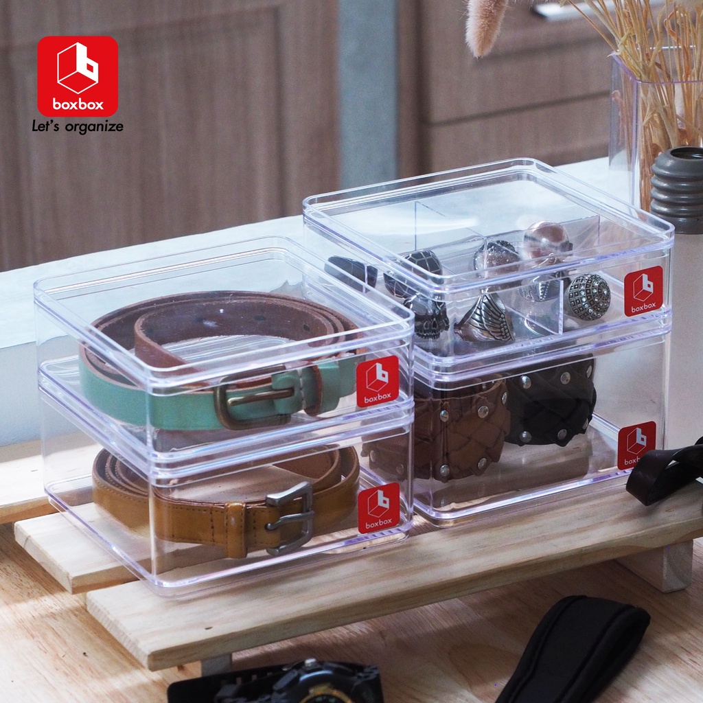 boxbox ขนาด ก13.5 x ย 13.5 ซม. รุ่น BB01081 / 01161 / 01164 / 01171 กล่องพลาสติกใสอเนกประสงค์ เก็บเครื่องประดับ