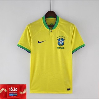 เสื้อกีฬาแขนสั้น ลายทีมชาติฟุตบอล World Cup Brazil Jersey สีเหลือง 2022 2023