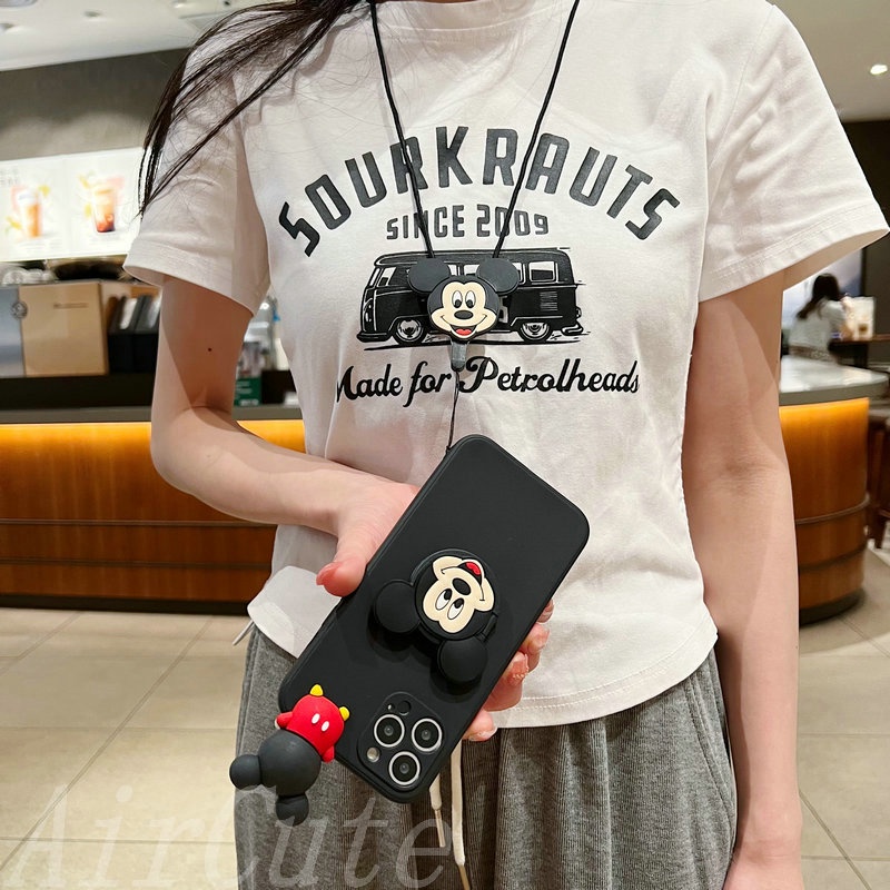 เคส Huawei Y7A Y6P Y9 Y9S Y7 Y6 Y6S P30 Nova 3i 5T 9 10 SE Y70 Y61 Nova3i Nova5T Nova9 Nova10 NovaY70 NovaY61 HuaweiP30 Huaweiy9 Huaweiy7 PRO2019 huaweiy6 Pro Prime 2019 2020 Protect Camera Black Mouse Doll Soft Case With Popsocket Lanyard - รูปที่ 2