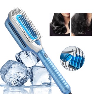 Professional Negative Ion Cold Wind Comb Hair Blower Brush Heatless Brush Hair Straightener Brush Ice Therapy for Wet Dr