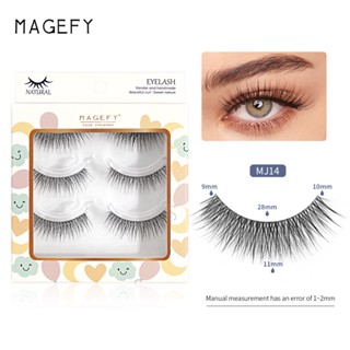 Magefy ชุดขนตาปลอม ขนแปรงสังเคราะห์นุ่ม ดูเป็นธรรมชาติ 3 คู่