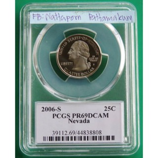 ตลับเกรด 	 PCGS PR69DCAMอเมริกา 2006 S-QUARTER จอร์จ วอชิงตัน