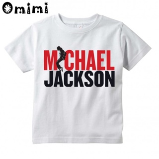 เสื้อยืดผู้ชาย เสื้อยืดแขนสั้นลําลอง พิมพ์ลาย Michael Jackson สีขาว สําหรับเด็กผู้ชาย และเด็กผู้หญิง S-5XL