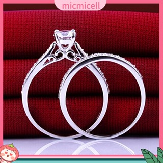 (micmicell) ชุดแหวนหมั้นแต่งงานผู้หญิงขนาด 6-10 ไมค์ cubic zirconia 2 ชิ้น